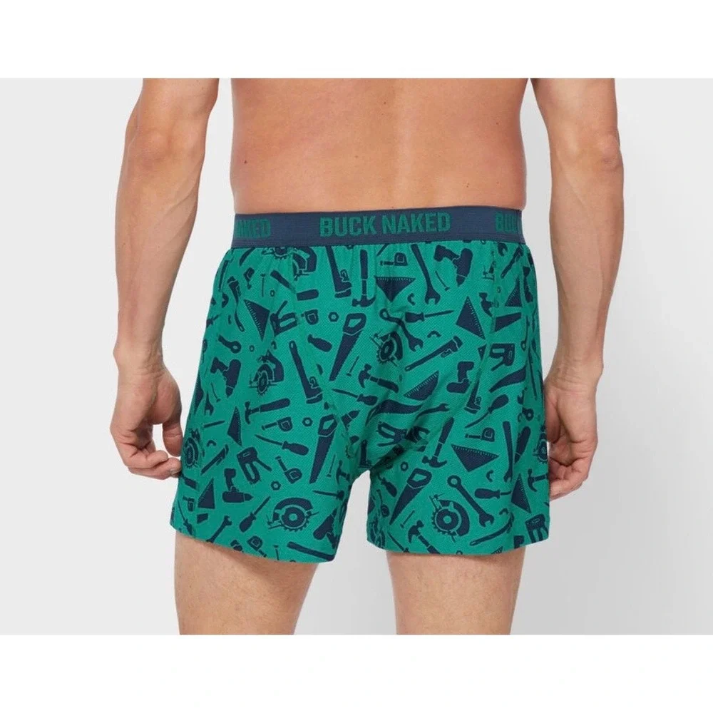 Duluth Trading Co Buck Naked Performance Boxers Green Tool Print